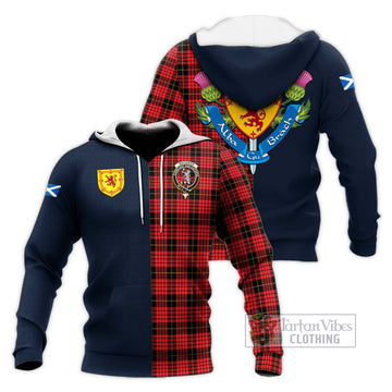 MacSwan Modern Tartan Knitted Hoodie Alba with Scottish Lion Royal Arm Half Style Unisex Knitted Pullover Hoodie - Tartan Vibes Clothing