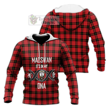 MacSwan Modern Tartan Knitted Hoodie with Family Crest DNA In Me Style Unisex Knitted Pullover Hoodie - Tartan Vibes Clothing