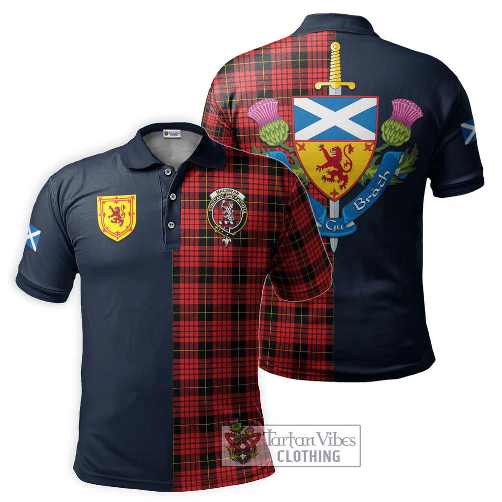 MacSwan Modern Tartan Polo Shirt Alba with Scottish Lion Royal Arm Half Style Kid - Tartan Vibes Clothing