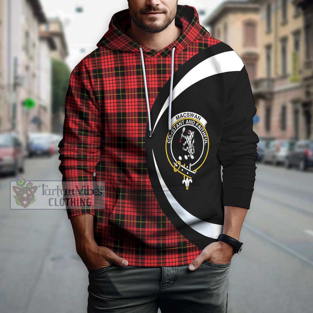 MacSwan Modern Tartan Hoodie with Family Crest Circle Style Zip Hoodie - Tartan Vibes Clothing