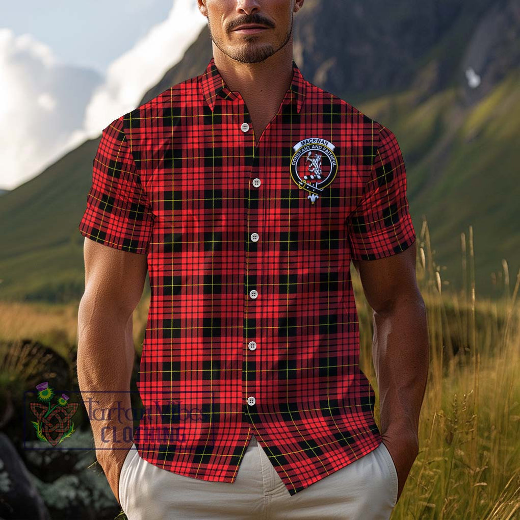 MacSwan Modern Tartan Cotton Hawaiian Shirt with Family Crest Kid - Tartan Vibes Clothing