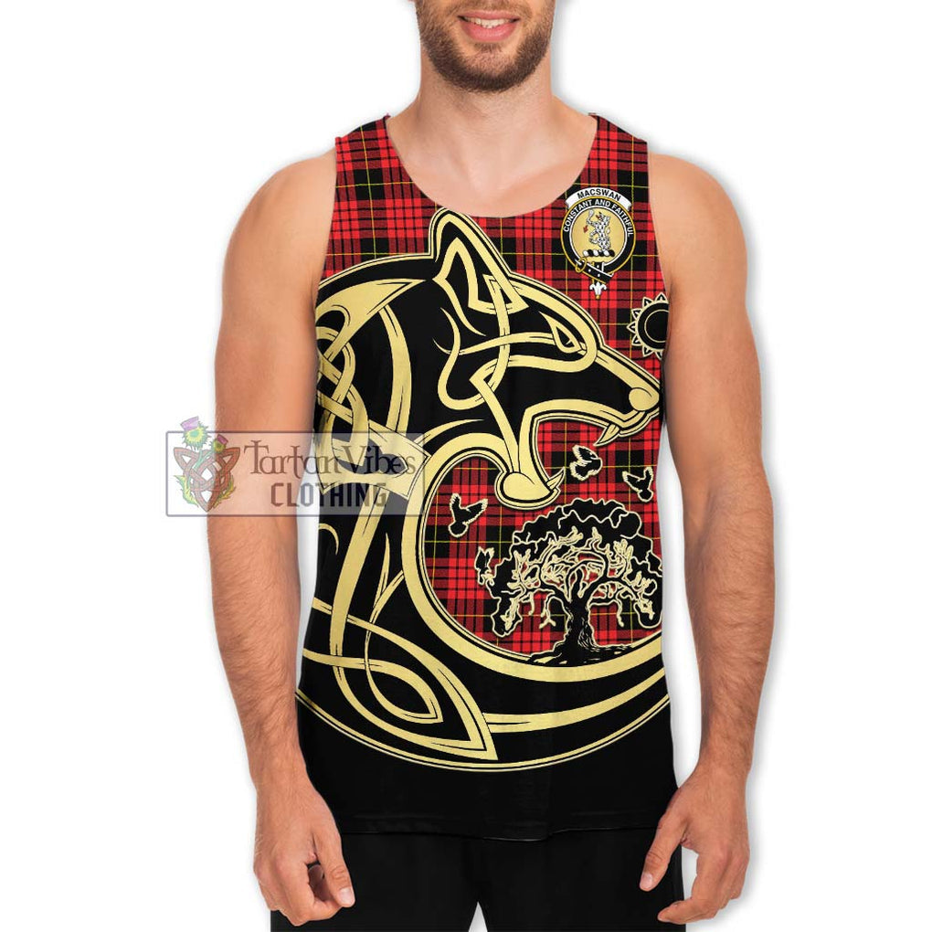 MacSwan Modern Tartan Men's Tank Top with Family Crest Celtic Wolf Style Men - Tartan Vibes Clothing