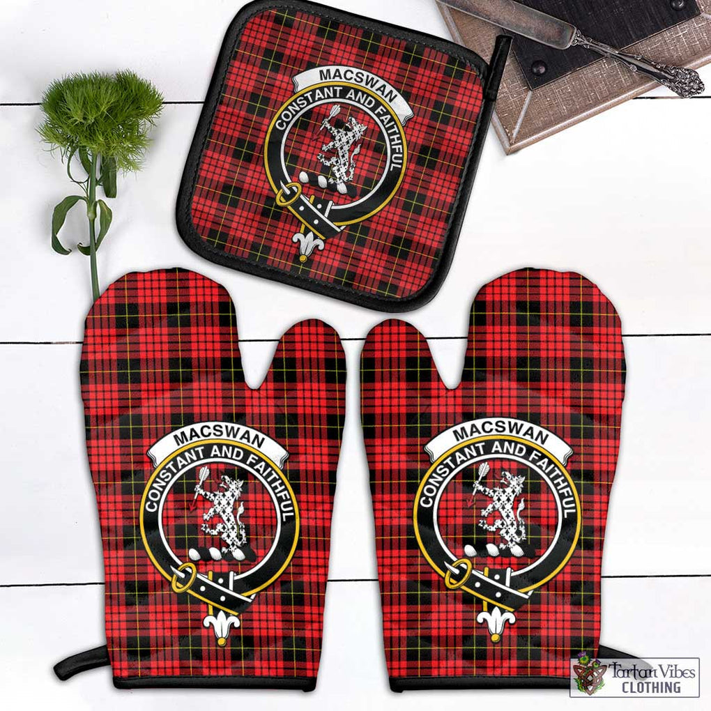 MacSwan Modern Tartan Combo Oven Mitt & Pot-Holder with Family Crest Black - Tartan Vibes Clothing
