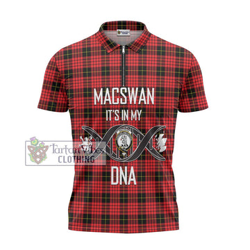 MacSwan Modern Tartan Zipper Polo Shirt with Family Crest DNA In Me Style - Tartan Vibes Clothing