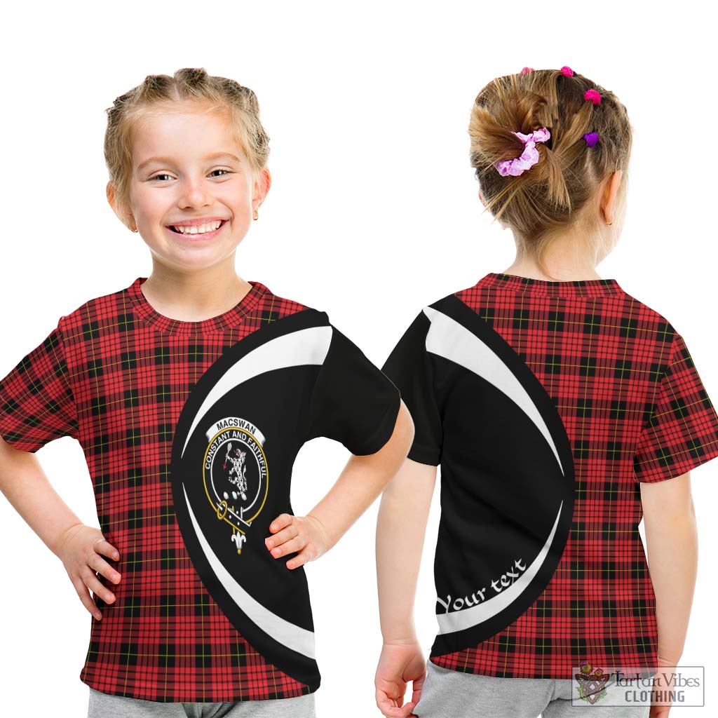 MacSwan Modern Tartan Kid T-Shirt with Family Crest Circle Style - Tartan Vibes Clothing