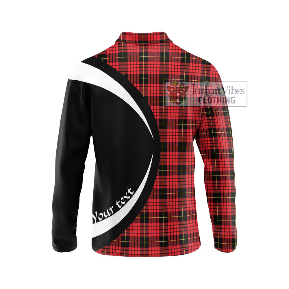 MacSwan Modern Tartan Long Sleeve Polo Shirt with Family Crest Circle Style - Tartan Vibes Clothing