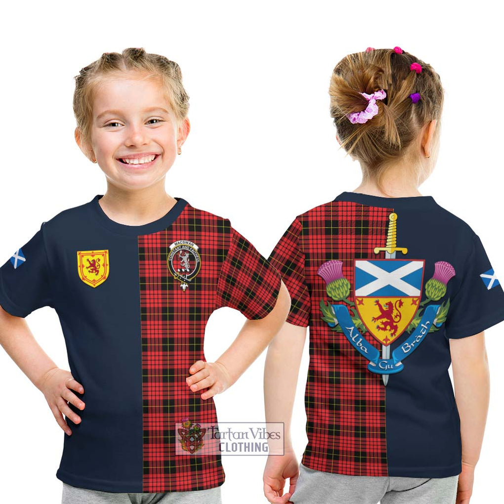 MacSwan Modern Tartan Kid T-Shirt Alba with Scottish Lion Royal Arm Half Style - Tartan Vibes Clothing