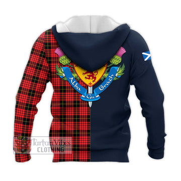 MacSwan Modern Tartan Knitted Hoodie Alba with Scottish Lion Royal Arm Half Style - Tartan Vibes Clothing