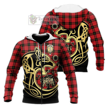 MacSwan Modern Tartan Knitted Hoodie with Family Crest Celtic Wolf Style Unisex Knitted Zip Hoodie - Tartan Vibes Clothing