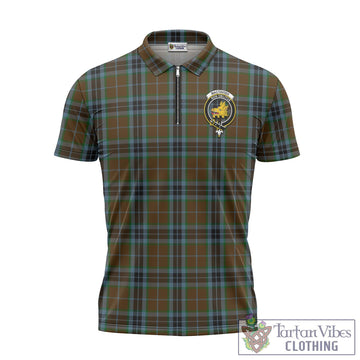 MacTavish Hunting Tartan Zipper Polo Shirt with Family Crest