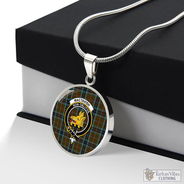 MacTavish Hunting Tartan Circle Necklace with Family Crest