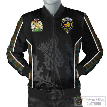 MacTavish Hunting Tartan Bomber Jacket with Family Crest and Scottish Thistle Vibes Sport Style