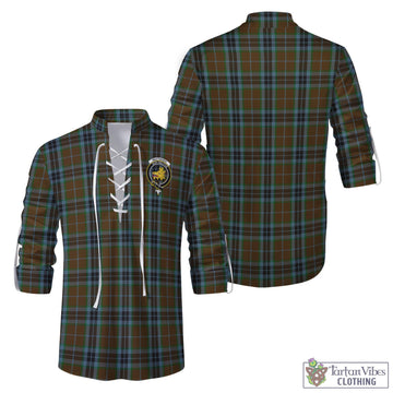 MacTavish Hunting Tartan Men's Scottish Traditional Jacobite Ghillie Kilt Shirt with Family Crest