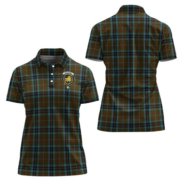 MacTavish Hunting Tartan Polo Shirt with Family Crest For Women
