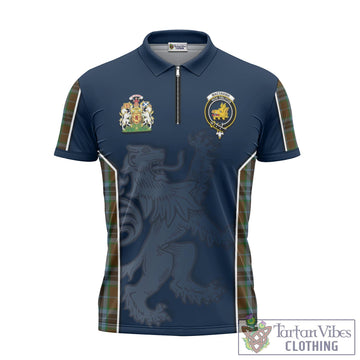 MacTavish Hunting Tartan Zipper Polo Shirt with Family Crest and Lion Rampant Vibes Sport Style