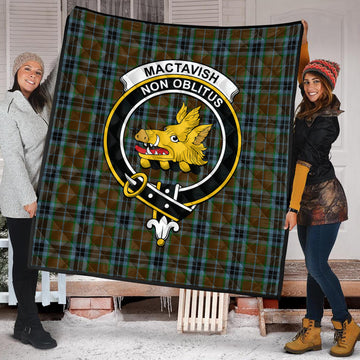 MacTavish Hunting Tartan Quilt with Family Crest