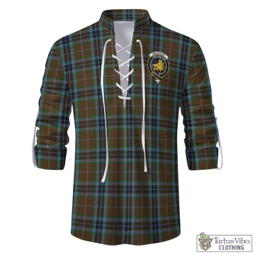 MacTavish Hunting Tartan Men's Scottish Traditional Jacobite Ghillie Kilt Shirt with Family Crest