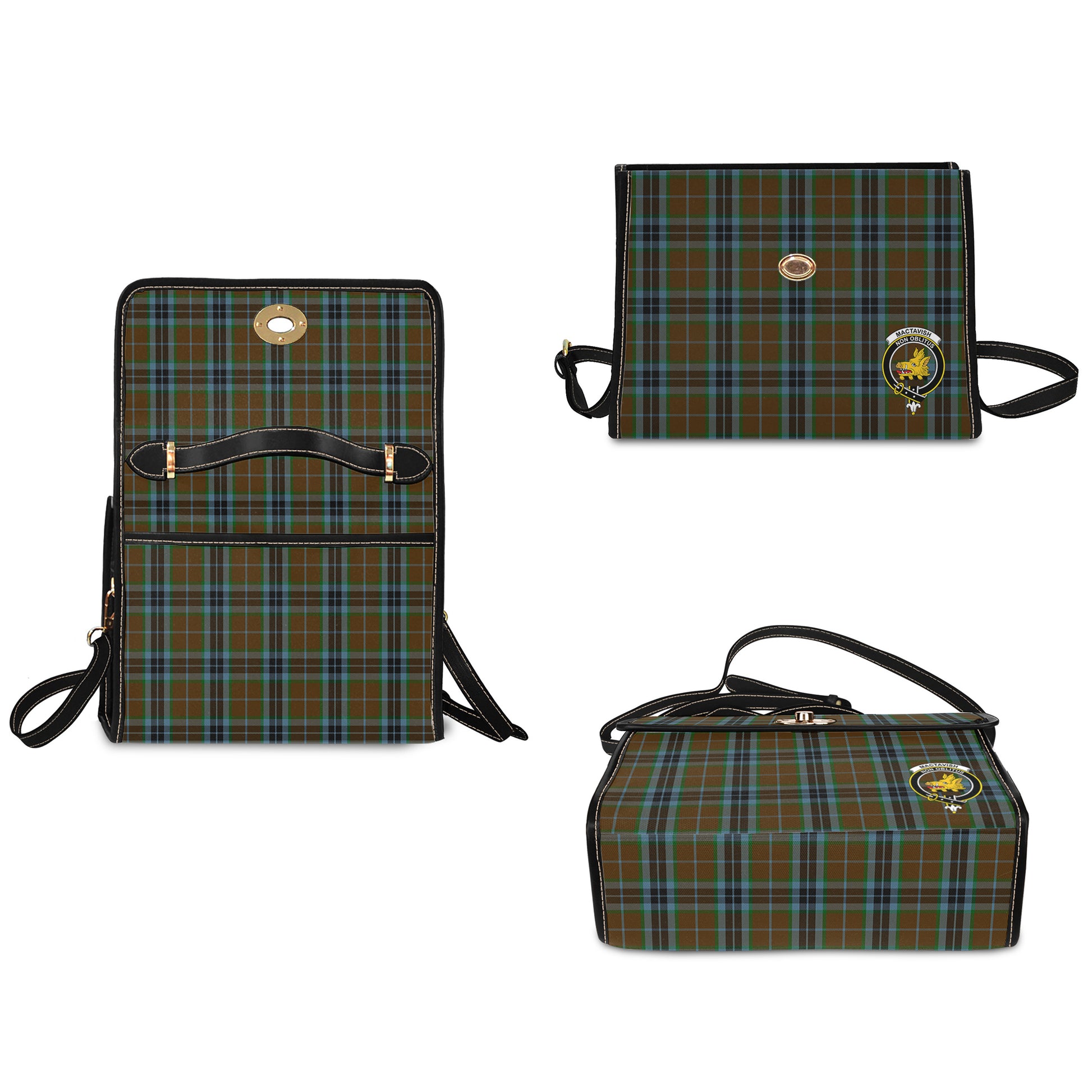 mactavish-hunting-tartan-leather-strap-waterproof-canvas-bag-with-family-crest