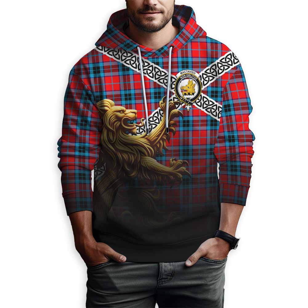Tartan Vibes Clothing MacTavish (McTavish) Crest Tartan Hoodie with Golden Lion Emblem Celtic Style