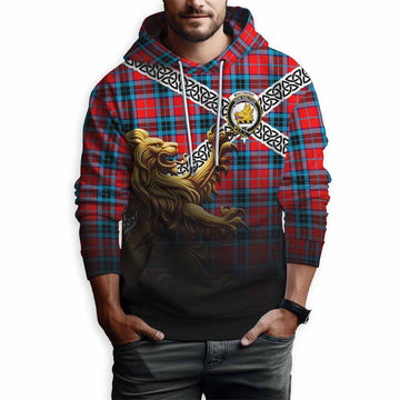MacTavish (McTavish) Crest Tartan Hoodie with Golden Lion Emblem Celtic Style