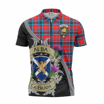 MacTavish (McTavish) Tartan Family Crest Zipper Polo Shirt Lion Rampant Royal Thistle Shield Celtic Inspired