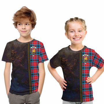 MacTavish (McTavish) Tartan Family Crest Kid T-Shirt Alba Gu Brath Be Brave Lion Ancient Style