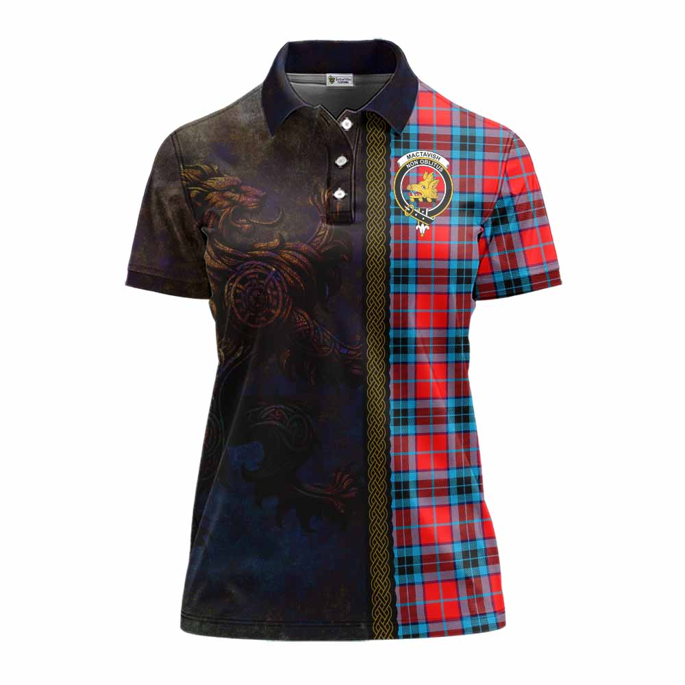 Tartan Vibes Clothing MacTavish (McTavish) Tartan Family Crest Women's Polo Shirt Alba Gu Brath Be Brave Lion Ancient Style