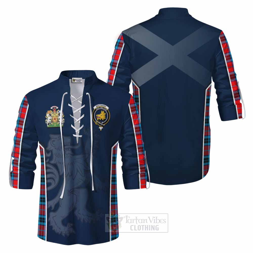 Tartan Vibes Clothing MacTavish (McTavish) Tartan Ghillie Kilt Shirt with Family Crest and Lion Rampant Vibes Sport Style