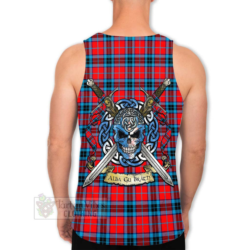 Tartan Vibes Clothing MacTavish (McTavish) Tartan Men's Tank Top with Family Crest Celtic Skull Style