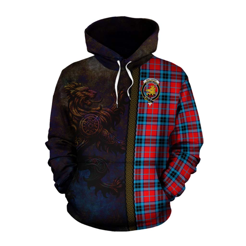 Tartan Vibes Clothing MacTavish (McTavish) Tartan Family Crest Cotton Hoodie Alba Gu Brath Be Brave Lion Ancient Style