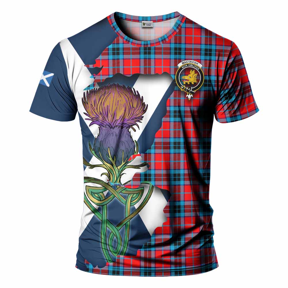 Tartan Vibes Clothing MacTavish (McTavish) Tartan Family Crest T-Shirt Scottish Thistle Celtic Inspired