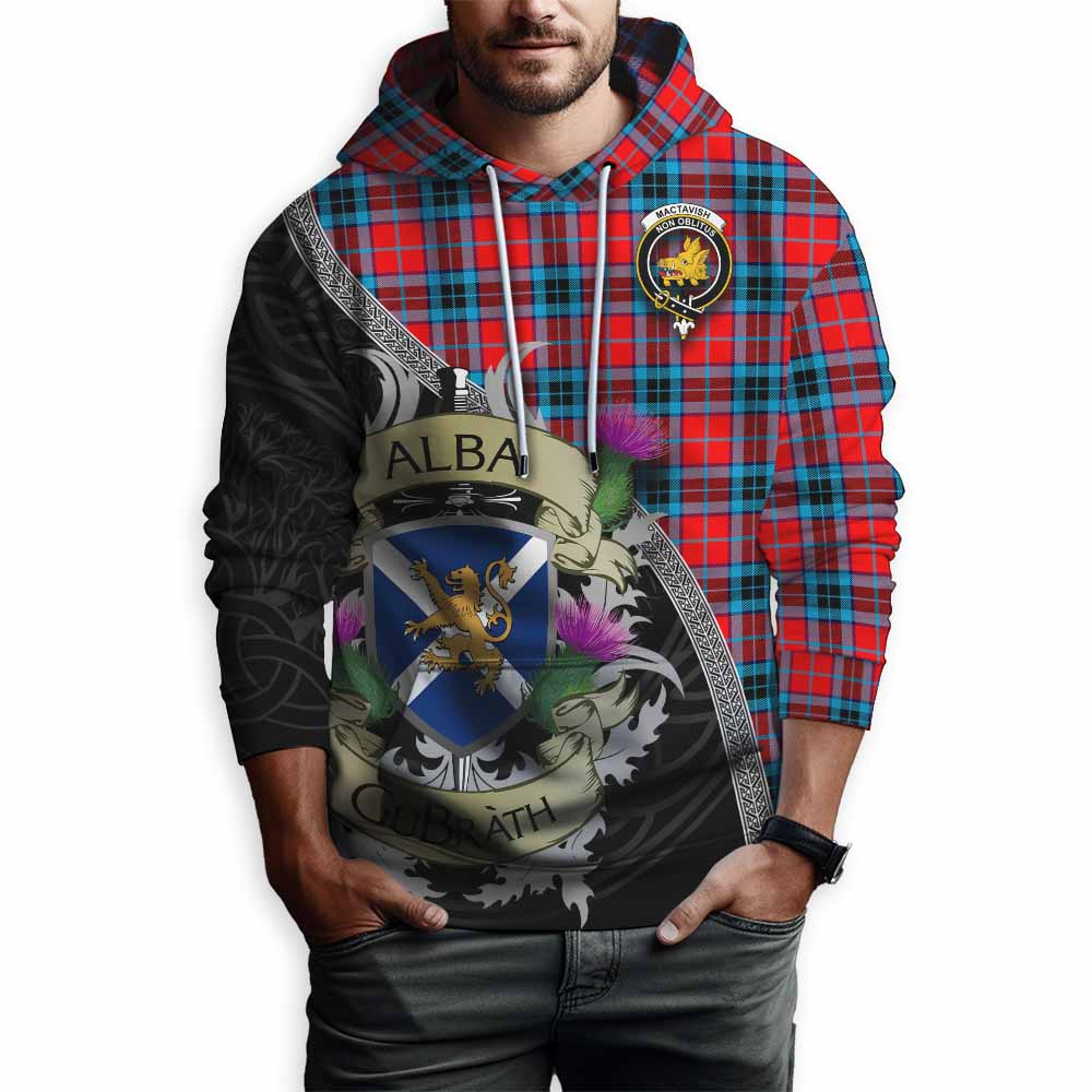 Tartan Vibes Clothing MacTavish (McTavish) Tartan Family Crest Hoodie Lion Rampant Royal Thistle Shield Celtic Inspired