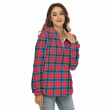 MacTavish (McTavish) Tartan Women's Borg Fleece Hoodie with Half Zip