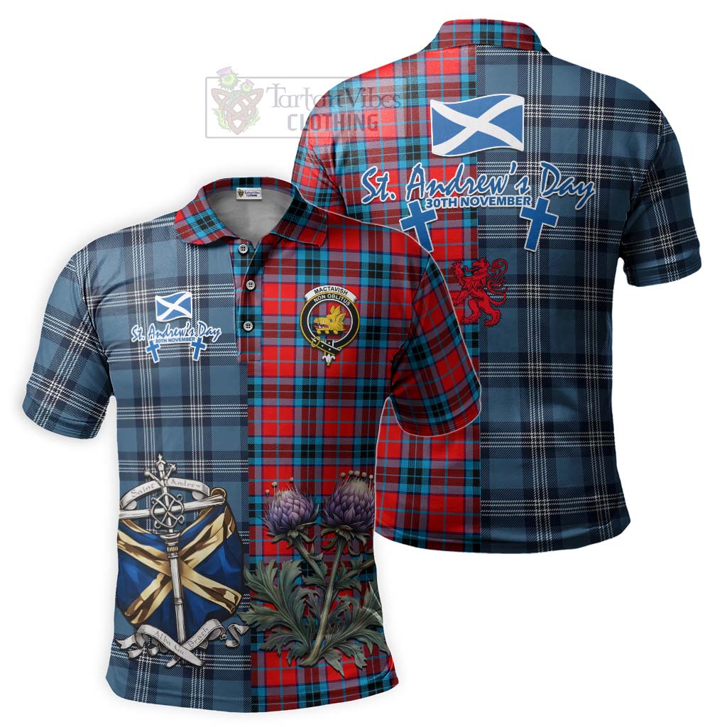 Tartan Vibes Clothing MacTavish (McTavish) Tartan Polo Shirt Happy St. Andrew's Day Half Tartan Style