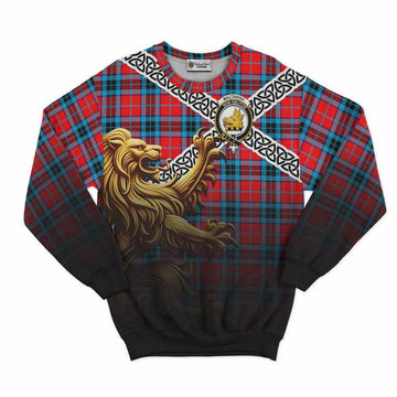 MacTavish (McTavish) Crest Tartan Sweatshirt with Golden Lion Emblem Celtic Style