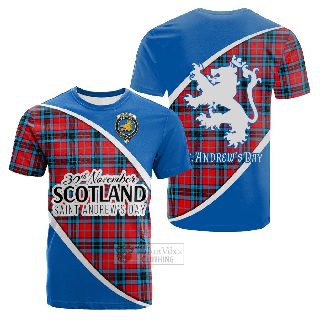 Tartan Vibes Clothing MacTavish (McTavish) Family Crest Tartan Cotton T-shirt Celebrate Saint Andrew's Day in Style