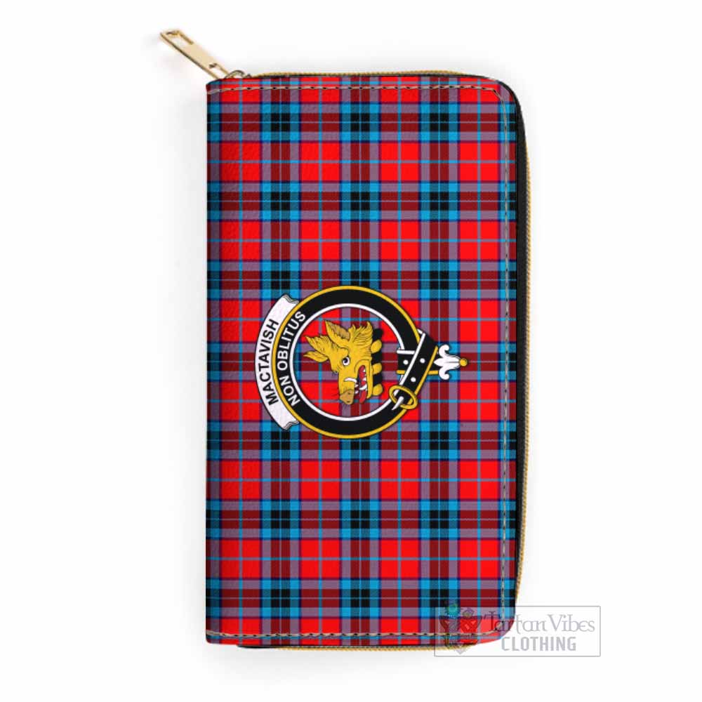 Tartan Vibes Clothing MacTavish (McTavish) Tartan Women's Leather Wallet with Family Crest
