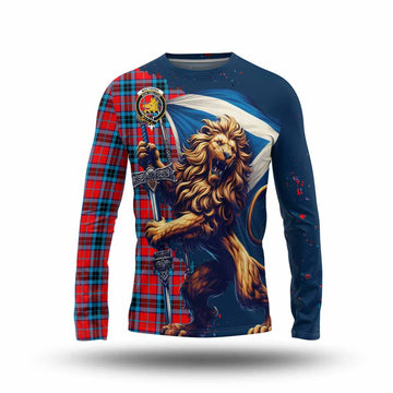 Tartan Vibes Clothing MacTavish (McTavish) Tartan Family Crest Long Sleeve T-Shirt with Scottish Majestic Lion