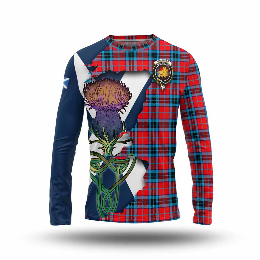 Tartan Vibes Clothing MacTavish (McTavish) Tartan Family Crest Long Sleeve T-Shirt Scottish Thistle Celtic Inspired