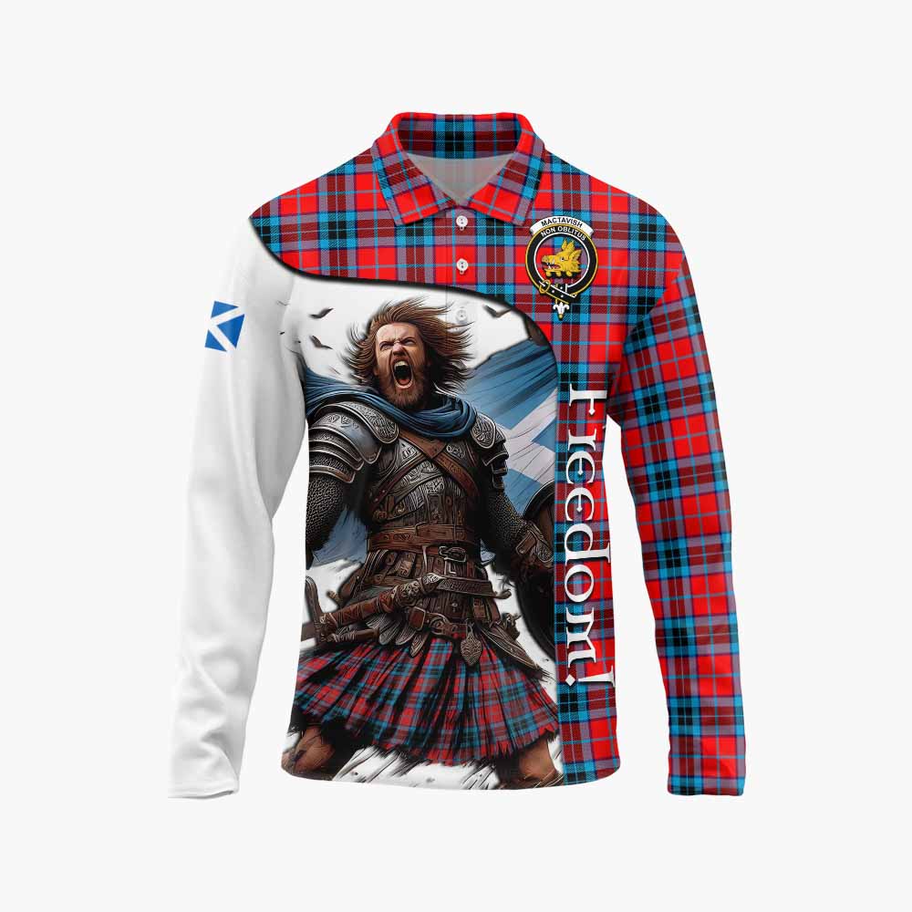 Tartan Vibes Clothing MacTavish (McTavish) Crest Tartan Long Sleeve Polo Shirt Inspired by the Freedom of Scottish Warrior