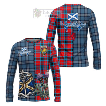 Tartan Vibes Clothing MacTavish (McTavish) Tartan Long Sleeve T-Shirt Happy St. Andrew's Day Half Tartan Style