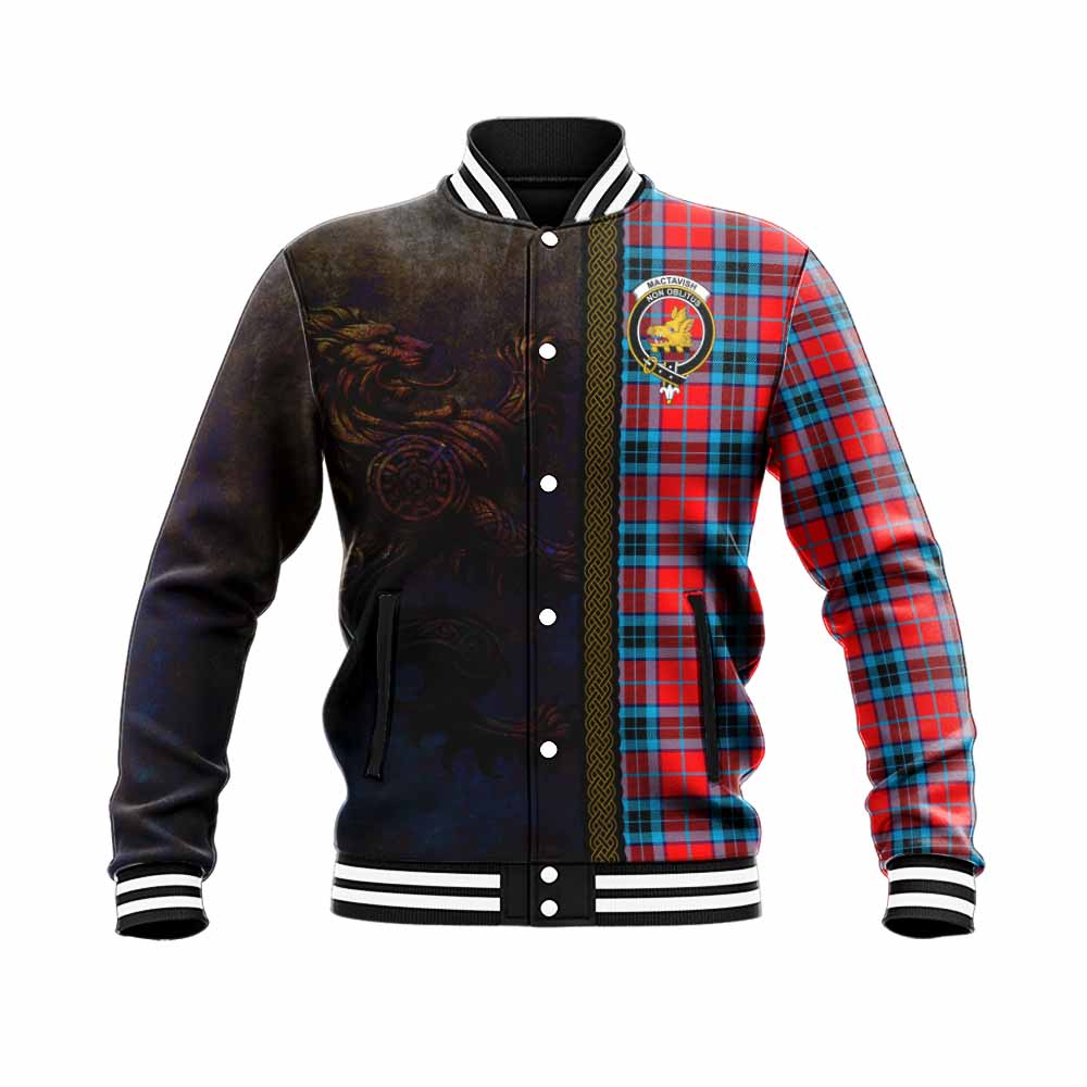 Tartan Vibes Clothing MacTavish (McTavish) Tartan Family Crest Baseball Jacket Alba Gu Brath Be Brave Lion Ancient Style