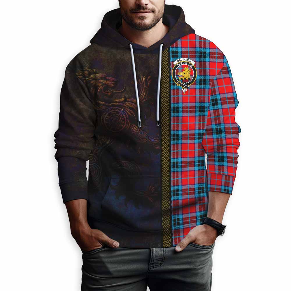 Tartan Vibes Clothing MacTavish (McTavish) Tartan Family Crest Hoodie Alba Gu Brath Be Brave Lion Ancient Style