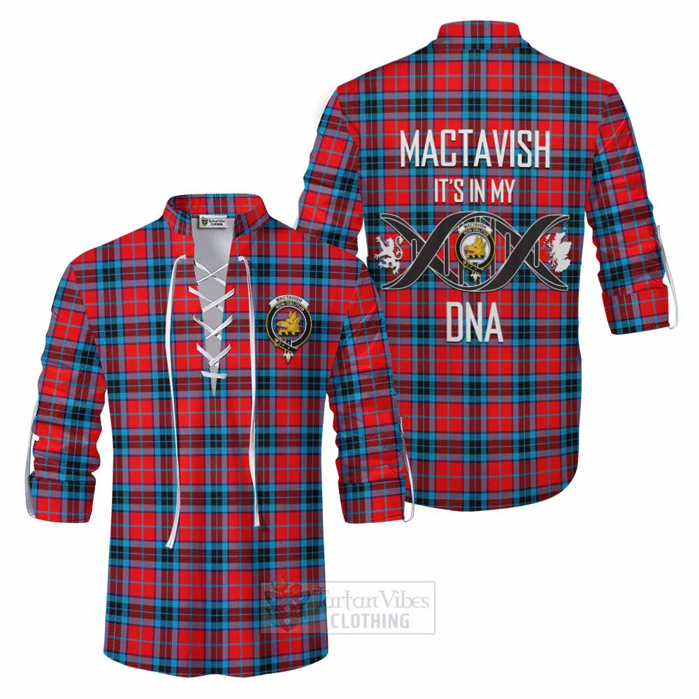 Tartan Vibes Clothing MacTavish (McTavish) Tartan Ghillie Kilt Shirt with Family Crest DNA In Me Style