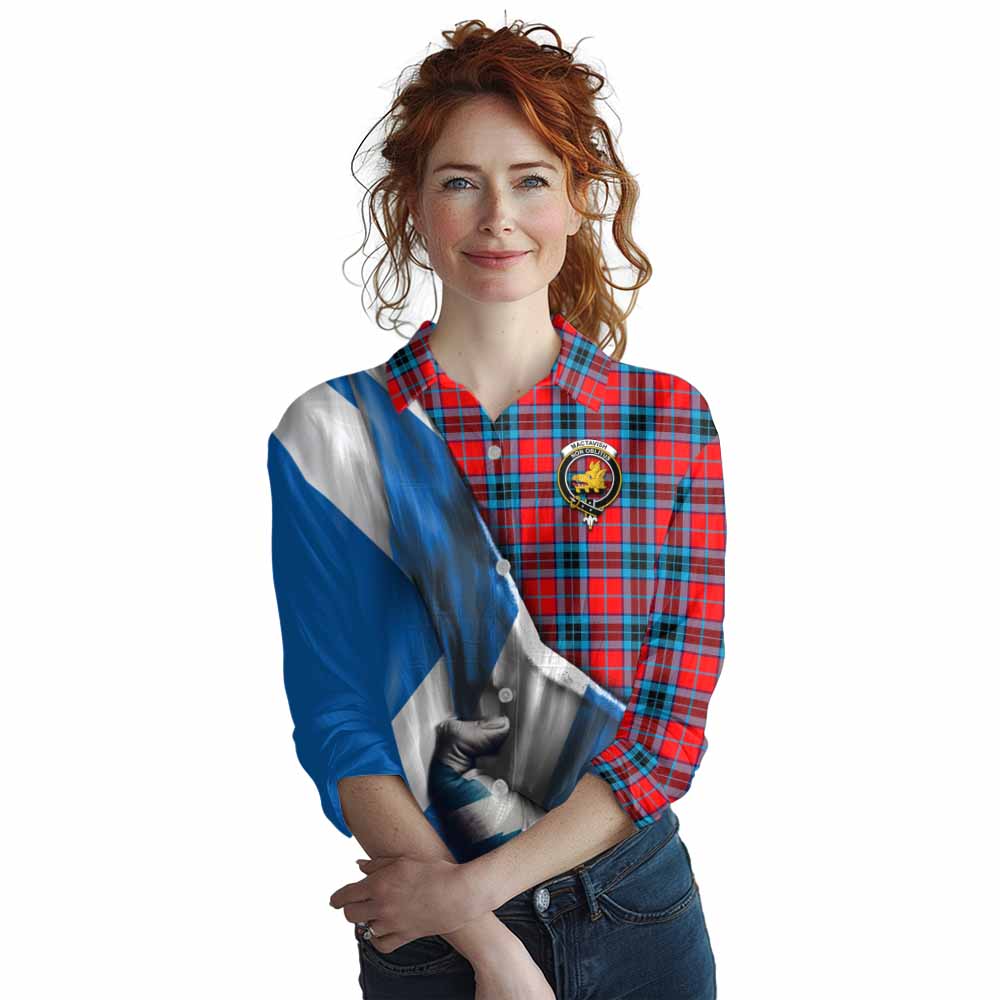 Tartan Vibes Clothing MacTavish (McTavish) Tartan Women's Casual Shirt with Family Crest Scotland Patriotic Style