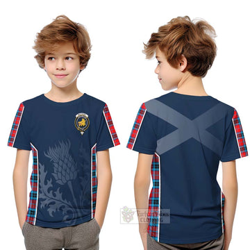 Tartan Vibes Clothing MacTavish (McTavish) Tartan Kid T-Shirt with Family Crest and Scottish Thistle Vibes Sport Style