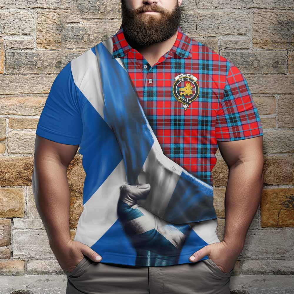 Tartan Vibes Clothing MacTavish (McTavish) Tartan Polo Shirt with Family Crest Scotland Patriotic Style