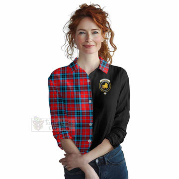 Tartan Vibes Clothing MacTavish (McTavish) Tartan Women's Casual Shirt with Family Crest and Half Of Me Style