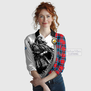 Tartan Vibes Clothing MacTavish (McTavish) Tartan Clan Crest Women's Casual Shirt with Highlander Warrior Celtic Style