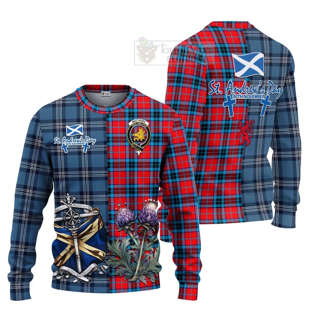 MacTavish (McTavish) Tartan Knitted Sweater Happy St. Andrew's Day Half Tartan Style Unisex - Tartan Vibes Clothing
